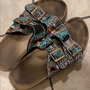 Embellished Sandals with Multicolor Accents